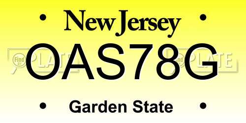 OAS78G New Jersey License Plate