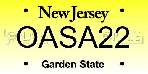 OASA22 New Jersey License Plate
