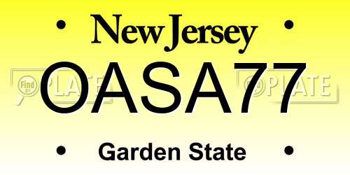 OASA77 New Jersey License Plate