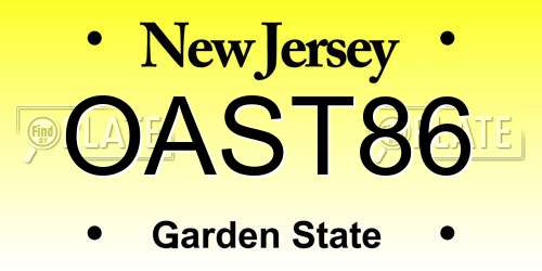 OAST86 New Jersey License Plate