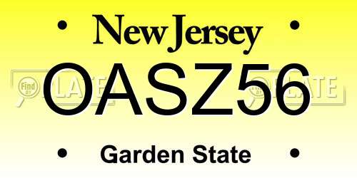 OASZ56 New Jersey License Plate
