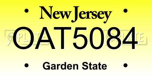 OAT5084 New Jersey License Plate