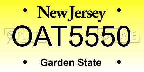 OAT5550 New Jersey License Plate