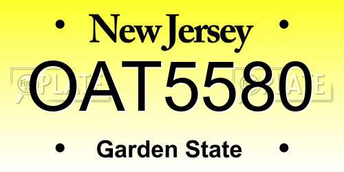 OAT5580 New Jersey License Plate