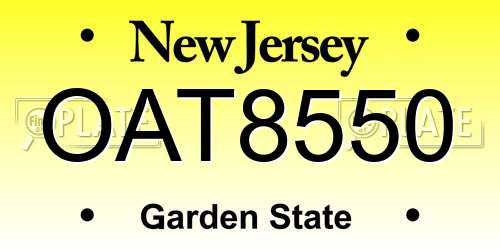 OAT8550 New Jersey License Plate