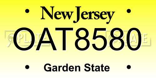 OAT8580 New Jersey License Plate