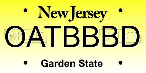 OATBBBD New Jersey License Plate
