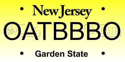 OATBBBO New Jersey License Plate