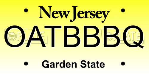 OATBBBQ New Jersey License Plate