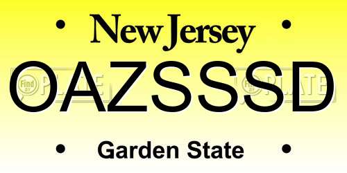 OAZSSSD New Jersey License Plate