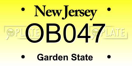 OB047 New Jersey License Plate