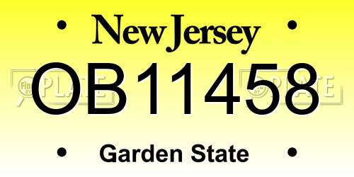 OB11458 New Jersey License Plate