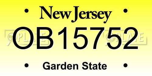 OB15752 New Jersey License Plate