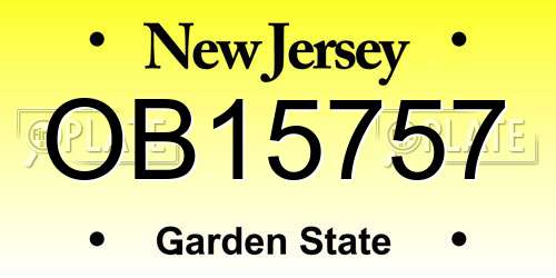 OB15757 New Jersey License Plate