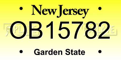 OB15782 New Jersey License Plate