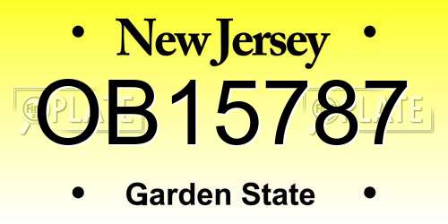 OB15787 New Jersey License Plate