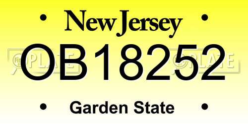 OB18252 New Jersey License Plate