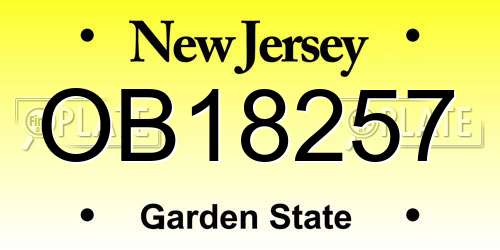 OB18257 New Jersey License Plate