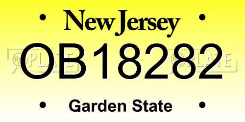 OB18282 New Jersey License Plate