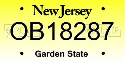 OB18287 New Jersey License Plate