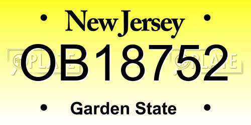 OB18752 New Jersey License Plate