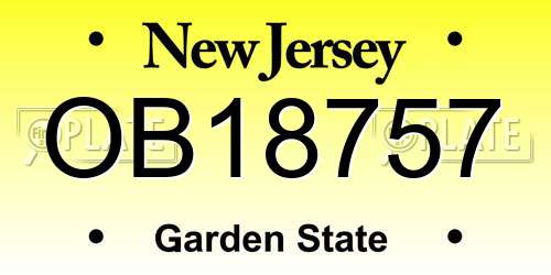 OB18757 New Jersey License Plate