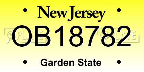 OB18782 New Jersey License Plate