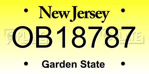 OB18787 New Jersey License Plate