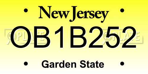 OB1B252 New Jersey License Plate