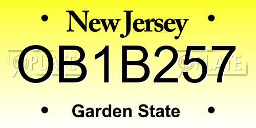 OB1B257 New Jersey License Plate