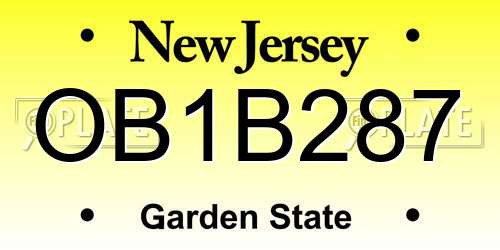 OB1B287 New Jersey License Plate