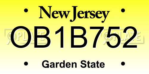OB1B752 New Jersey License Plate