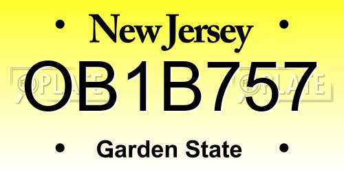 OB1B757 New Jersey License Plate
