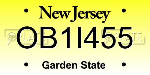 OB1I455 New Jersey License Plate