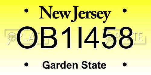 OB1I458 New Jersey License Plate