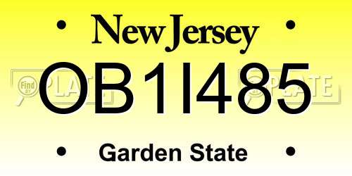 OB1I485 New Jersey License Plate