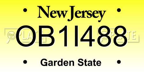 OB1I488 New Jersey License Plate