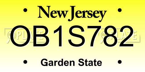 OB1S782 New Jersey License Plate