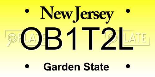 OB1T2L New Jersey License Plate