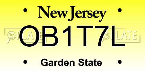OB1T7L New Jersey License Plate