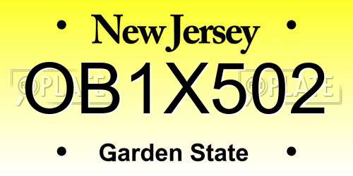 OB1X502 New Jersey License Plate