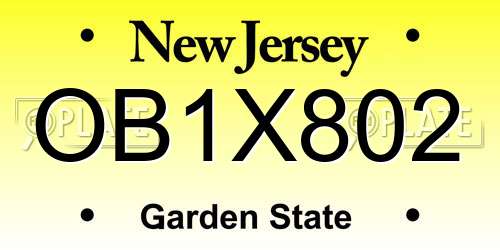 OB1X802 New Jersey License Plate