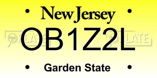 OB1Z2L New Jersey License Plate