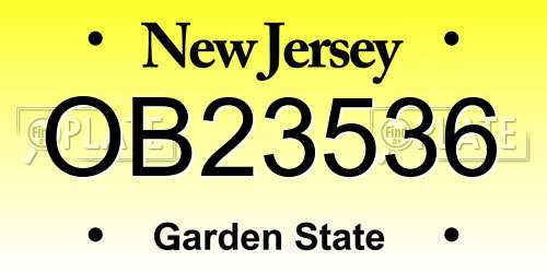 OB23536 New Jersey License Plate