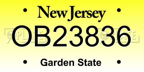 OB23836 New Jersey License Plate