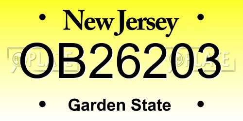 OB26203 New Jersey License Plate