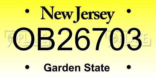 OB26703 New Jersey License Plate