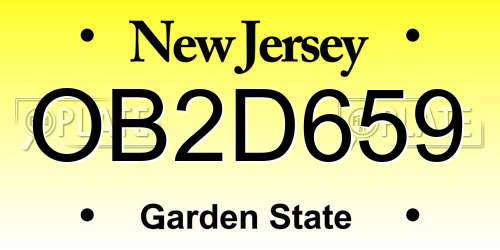OB2D659 New Jersey License Plate