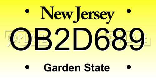 OB2D689 New Jersey License Plate