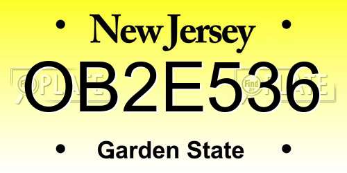 OB2E536 New Jersey License Plate